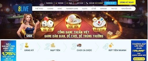 Gửi tiền và rút tiền nhanh chóng tại nhà cái 8Live